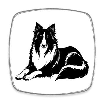 Collie-Hundelegen - Viereckiger Kühlschrankmagnet - Weiß - Vorne