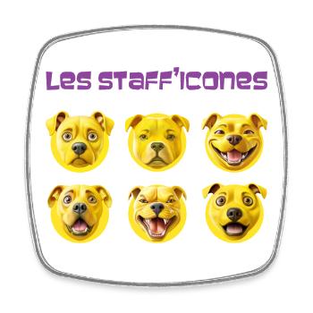 Les stafficones - 053  - Magnet carré - blanc - Devant