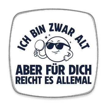 Tischtennis Bin zwar alt Retro Tischtennisspieler - Viereckiger Kühlschrankmagnet - Weiß - Vorne