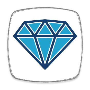 Blue Diamond Gem-Ikone für luxuriöses Branding-Design - Viereckiger Kühlschrankmagnet - Weiß - Vorne