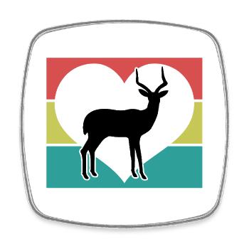 Antilope Herz Vintage Silhouette - Viereckiger Kühlschrankmagnet - Weiß - Vorne