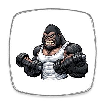 Muskulöser Gorilla beim Bodybuilding - Viereckiger Kühlschrankmagnet - Weiß - Vorne