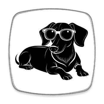 Dachshund Weiner Hunde-Lege-Sonnenbrille - Viereckiger Kühlschrankmagnet - Weiß - Vorne