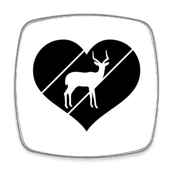Cœur de silhouette d’antilope - Magnet carré - blanc - Devant