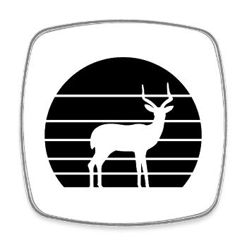Antilope Retro Silhouette – Safari Tiermotiv - Viereckiger Kühlschrankmagnet - Weiß - Vorne