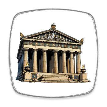 Klassischer Tempel Parthenon Grafik - Viereckiger Kühlschrankmagnet - Weiß - Vorne