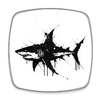 Black Splat Shark Aquarell - Viereckiger Kühlschrankmagnet - Weiß - Vorne