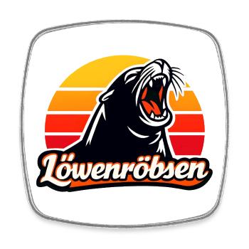 Löwenroarer Sonnenuntergang Logo - Viereckiger Kühlschrankmagnet - Weiß - Vorne