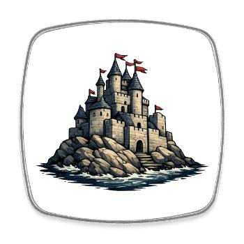 Island castle made of stones by the sea - Square fridge magnet - white - Front
