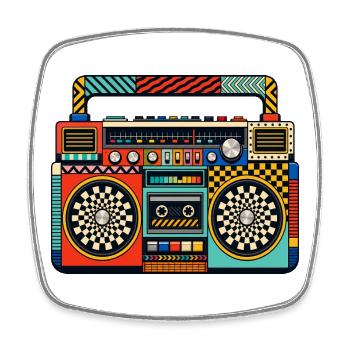 Retro Boombox Color Game - Square fridge magnet - white - Front