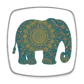 Mandala Elephant Pattern in Teal - Square fridge magnet - white - Front