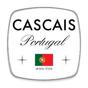 Cascais Portugal Coordinates Travel Souvenir - Square fridge magnet - white - Front