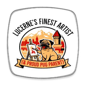 Artist Lucerne Art And Pug Parent Apparel - Square fridge magnet - white - Front