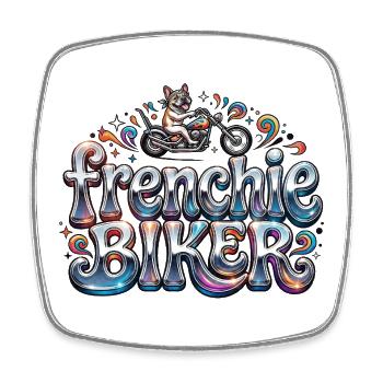 Frenchie biker - 004 - Square fridge magnet - white - Front
