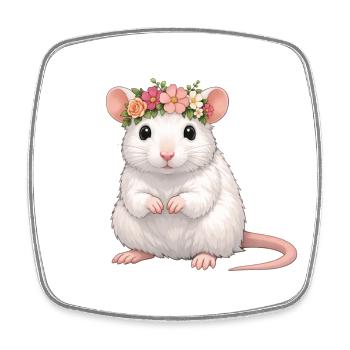 Rat - Magnet carré - blanc - Devant