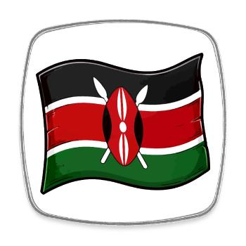 Drapeau du Kenya Conception du bouclier masaï - Magnet carré - blanc - Devant