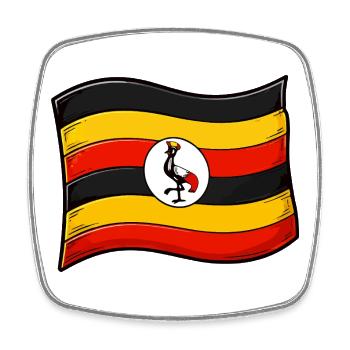 Uganda flag art with crane - Square fridge magnet - white - Front