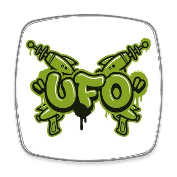 Ufo Laser Gun Graffiti Logo - Square fridge magnet - white - Front
