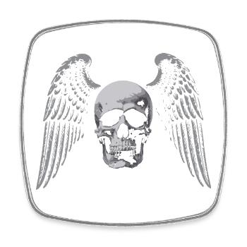 Winged Skull Gothic Emblem - Square fridge magnet - white - Front