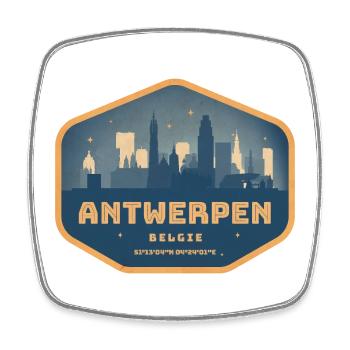 Antwerpen Belgie Vintage Badge - Viereckiger Kühlschrankmagnet - Weiß - Vorne