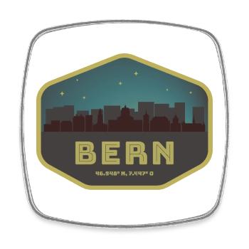 Bern Switzerland Skyline Badge Night - Square fridge magnet - white - Front