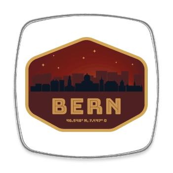 Bern Schweiz Skyline Badge Rot - Viereckiger Kühlschrankmagnet - Weiß - Vorne