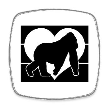 Silhouette du Cœur de Singe - Magnet carré - blanc - Devant