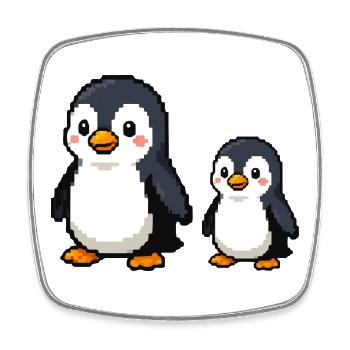 Pixel Penguin Duo - Square fridge magnet - white - Front