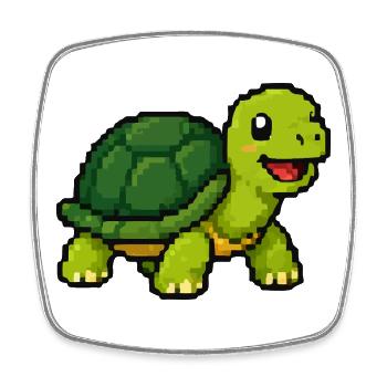 Aventure de la Tortue Pixel - Magnet carré - blanc - Devant