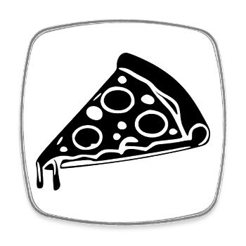 Tranche de pizza Tranche noire et blanche de pizza italienne - Magnet carré - blanc - Devant