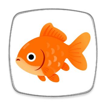 Illustration du poisson rouge orange ensoleillé - Magnet carré - blanc - Devant