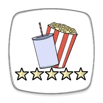5 Star Movie Night Cinema Popcorn And Soda Review - Square fridge magnet - white - Front