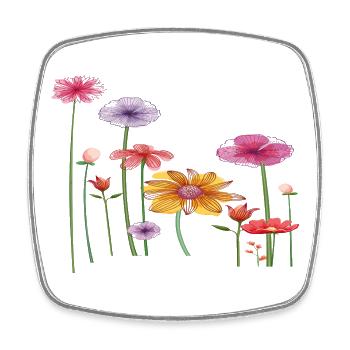 Fleurs sauvages colorées - Magnet carré - blanc - Devant