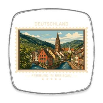 Deutschland Freiburg im Breisgau Vintage Reisemark - Viereckiger Kühlschrankmagnet - Weiß - Vorne
