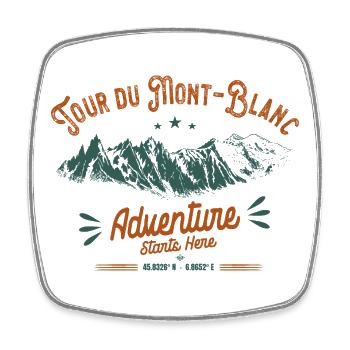 Tour du Mont-Blanc TMB Adventure Randonnée Alpes - Magnet carré - blanc - Devant