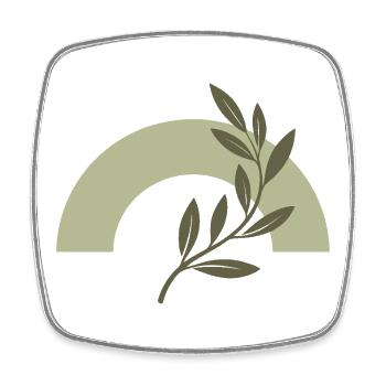 Olive bow and minimalist branch - Square fridge magnet - white - Front