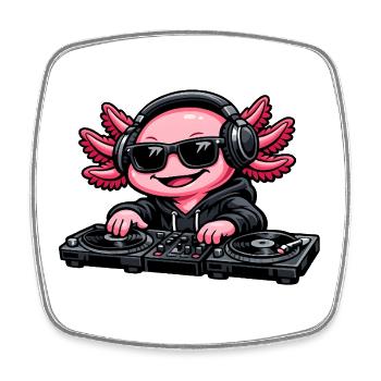 Axolotl Beats – Cute Axolotl as a DJ - Square fridge magnet - white - Front