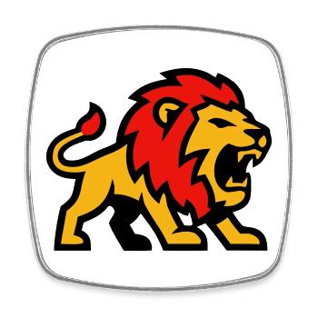 Logo de la mascotte du Lion - Magnet carré - blanc - Devant