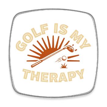 Golf Is My Therapy Retro - Square fridge magnet - white - Front