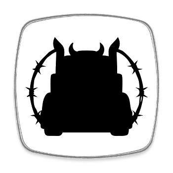 Truck Silhouette Stacheldraht Logo - Viereckiger Kühlschrankmagnet - Weiß - Vorne