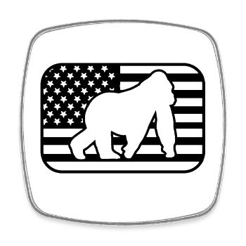 Affe USA – Amerikanische Flagge - Viereckiger Kühlschrankmagnet - Weiß - Vorne