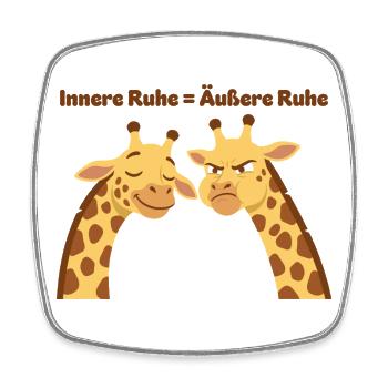 Giraffenweisheit: Innere Ruhe = Äußere Ruhe - Viereckiger Kühlschrankmagnet - Weiß - Vorne