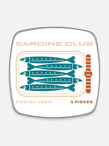 Sardinenclub - Viereckiger Kühlschrankmagnet - Weiß