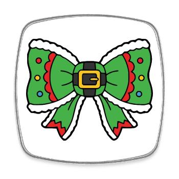Kawaii Weihnachtself Niedliche Festliche Schleife - Viereckiger Kühlschrankmagnet - Weiß - Vorne