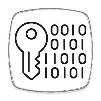 Digital-Schlüssel-Verschlüsselungslinien-Symbol - Viereckiger Kühlschrankmagnet - Weiß - Vorne