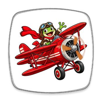 Frosch Pilot im roten Flugzeug roter Baron - Viereckiger Kühlschrankmagnet - Weiß - Vorne