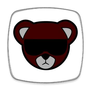 Rotbrauner Bär mit Sonnenbrille - Viereckiger Kühlschrankmagnet - Weiß - Vorne