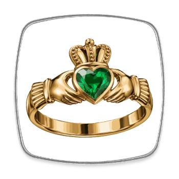Irischer Claddagh-Ring - Viereckiger Kühlschrankmagnet - Weiß - Vorne
