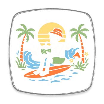 Halloween Skeleton Surfing Tropical Sunset Palm Tr - Viereckiger Kühlschrankmagnet - Weiß - Vorne