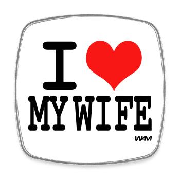 I love my wife - couleurs personnalisables - Magnet carré - blanc - Devant